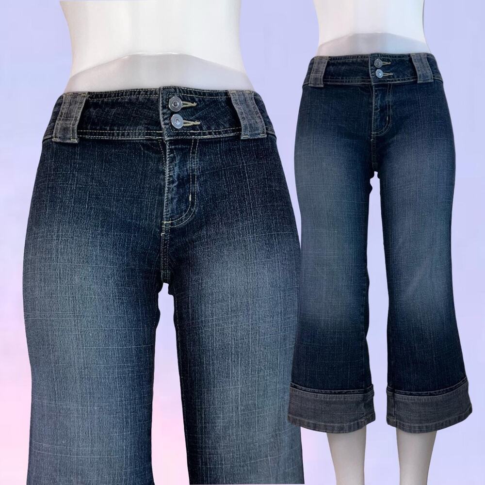 Vintage 90s y2k denim low rise flared capris